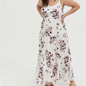 NWT white floral tiered maxi dress 3x